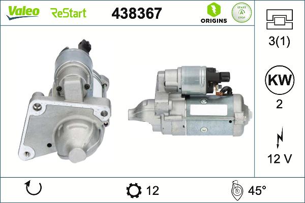 VALEO 438367 - Стартер autocars.com.ua