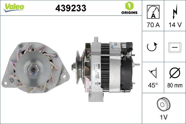 Valeo 439233 - Генератор autocars.com.ua