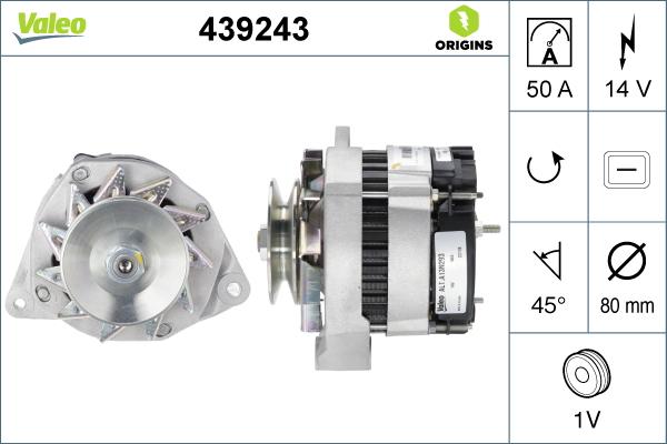 Valeo 439243 - Генератор avtokuzovplus.com.ua