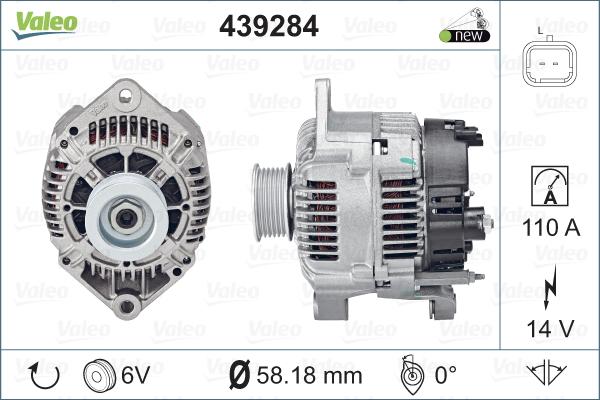 Valeo 439284 - Генератор autocars.com.ua