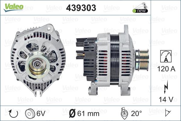 Valeo 439303 - Генератор autocars.com.ua