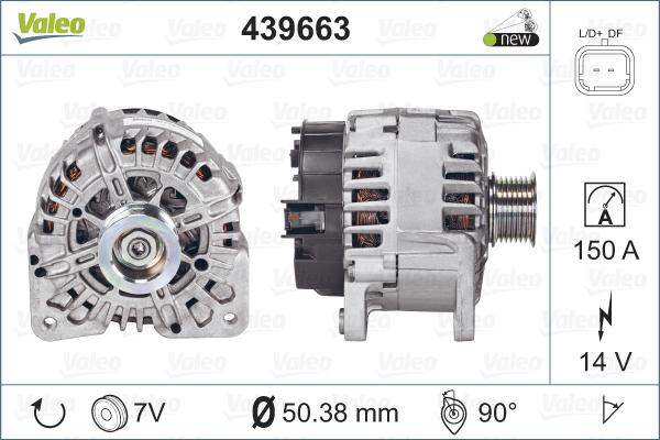 Valeo 439663 - Генератор autocars.com.ua