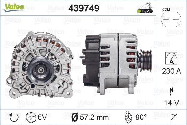 Valeo 439749 - Генератор autocars.com.ua