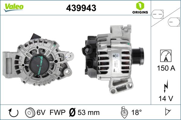 Valeo 439943 - Генератор autocars.com.ua