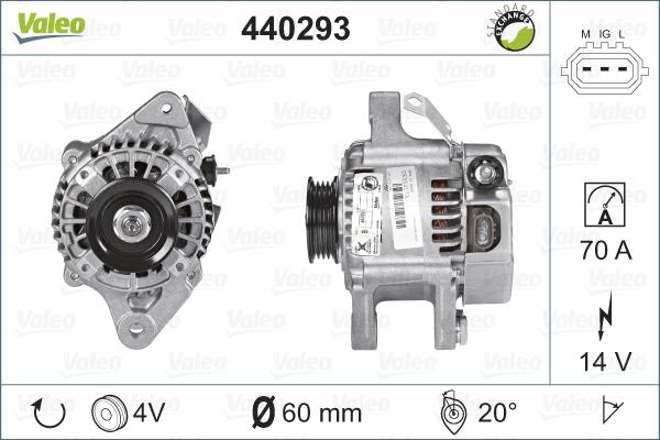 Valeo 440293 - Генератор autocars.com.ua