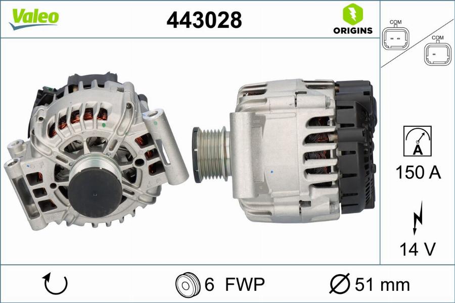 Valeo 443028 - Генератор autocars.com.ua