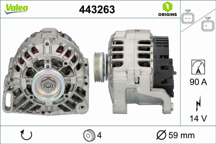 Valeo 443263 - Генератор autocars.com.ua