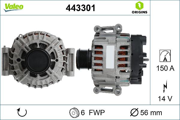 VALEO 443301 - Генератор autocars.com.ua