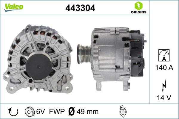 VALEO 443304 - Генератор autocars.com.ua