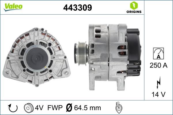 Valeo 443309 - Генератор autocars.com.ua