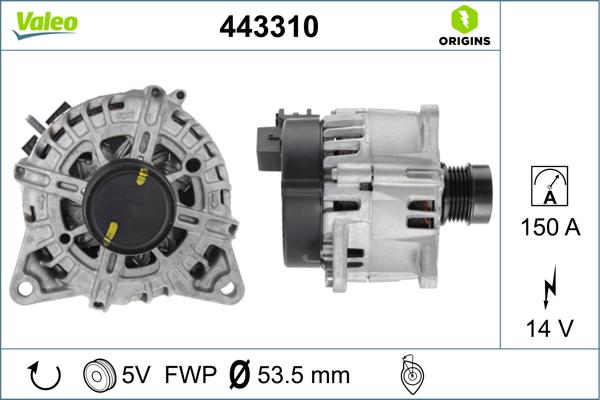 Valeo 443310 - Генератор autocars.com.ua