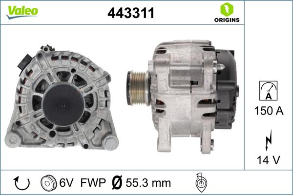 Valeo 443311 - Генератор autocars.com.ua