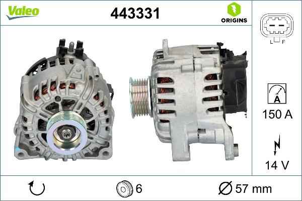 VALEO 443331 - Генератор autocars.com.ua