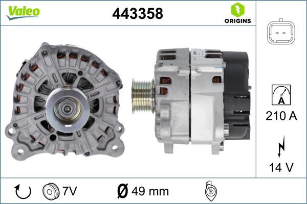 Valeo 443358 - Генератор autocars.com.ua