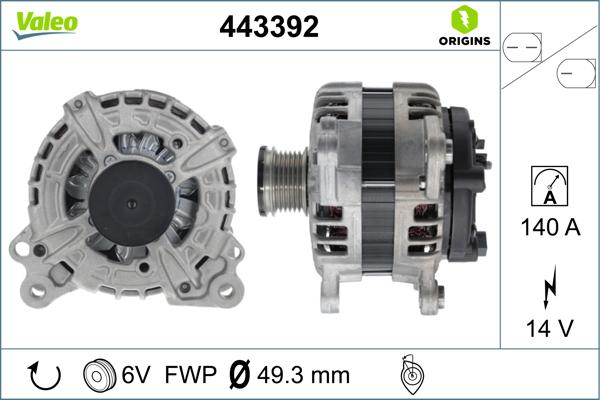 VALEO 443392 - Генератор autocars.com.ua