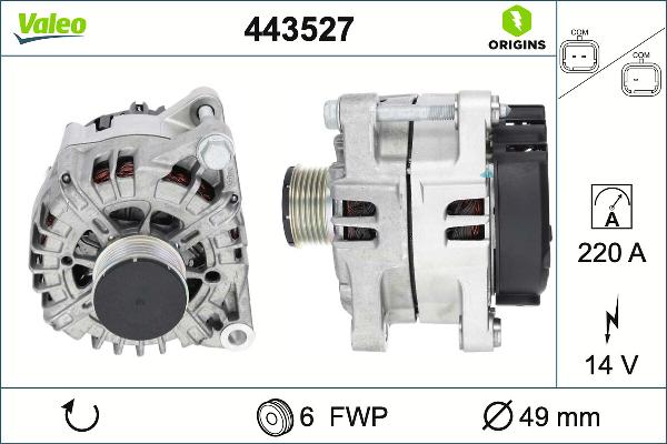 VALEO 443527 - Генератор autocars.com.ua