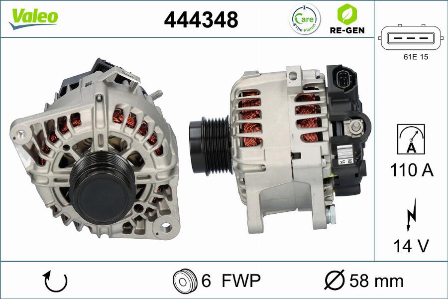 Valeo 444348 - Генератор autocars.com.ua