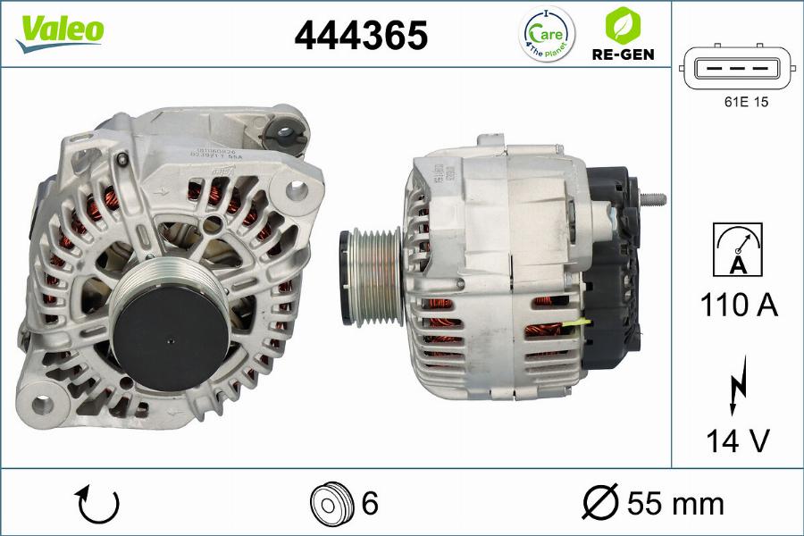 Valeo 444365 - Генератор autocars.com.ua