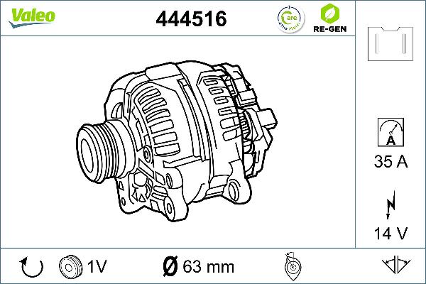 VALEO 444516 - Генератор autocars.com.ua