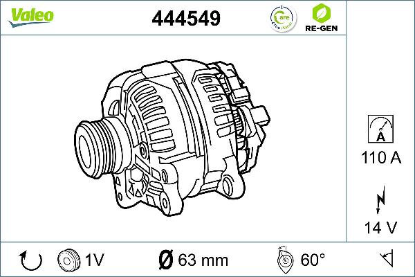 VALEO 444549 - Генератор autocars.com.ua