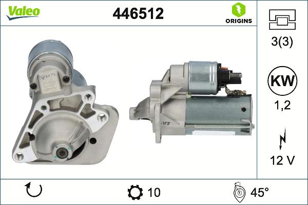 VALEO 446512 - Стартер autocars.com.ua