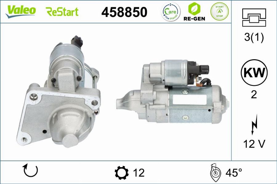 Valeo 458850 - Стартер autocars.com.ua