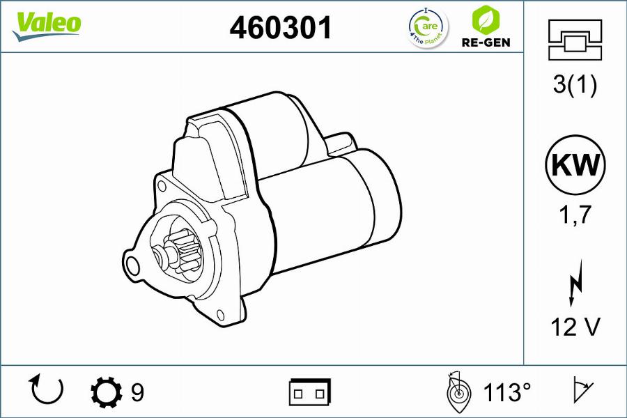 Valeo 460301 - Стартер autocars.com.ua