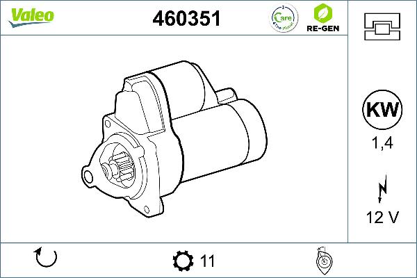 VALEO 460351 - Стартер autocars.com.ua