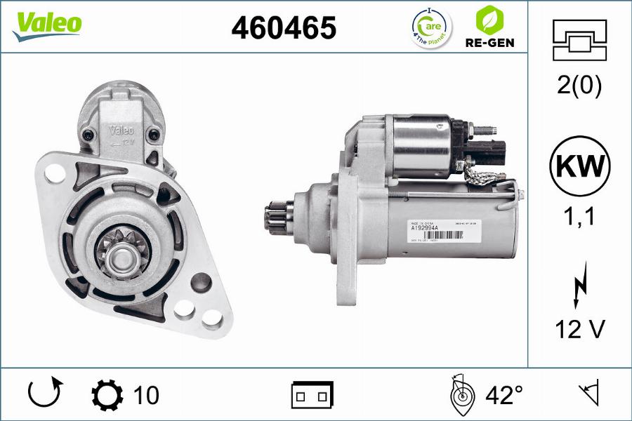 Valeo 460465 - Стартер avtokuzovplus.com.ua