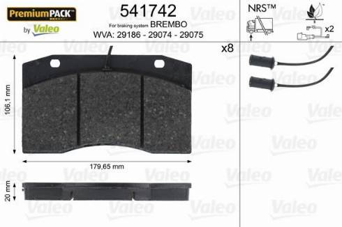 Valeo 541742 - Тормозные колодки, дисковые, комплект avtokuzovplus.com.ua