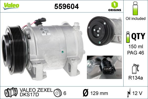 Valeo 559604 - Компрессор кондиционера avtokuzovplus.com.ua