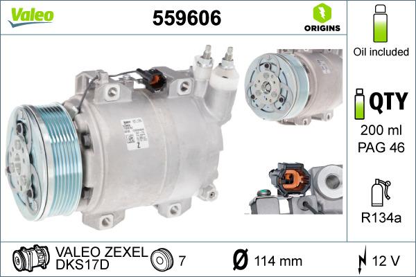 Valeo 559606 - Компресор, кондиціонер autocars.com.ua