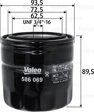 Valeo 586069 - Масляный фильтр avtokuzovplus.com.ua