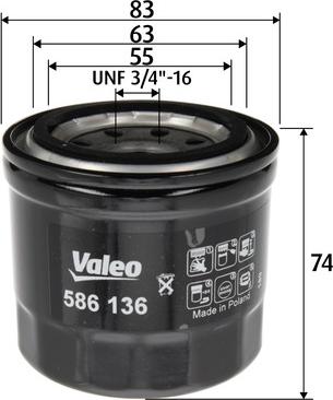 Valeo 586136 - Масляный фильтр autodnr.net