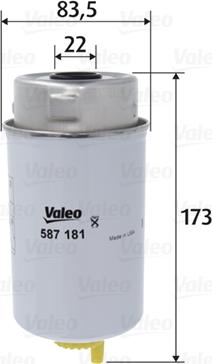 Valeo 587181 - Топливный фильтр avtokuzovplus.com.ua