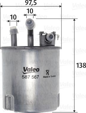 Valeo 587567 - Паливний фільтр autocars.com.ua