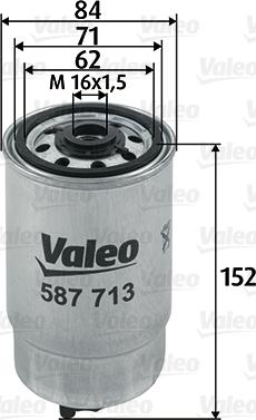 Valeo 587713 - Паливний фільтр накручувати autocars.com.ua