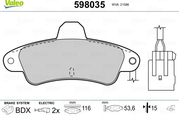 Valeo 598035 - Тормозные колодки, дисковые, комплект avtokuzovplus.com.ua