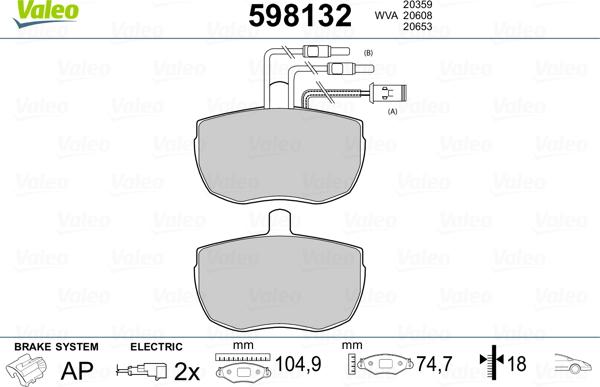 Valeo 598132 - Тормозные колодки, дисковые, комплект avtokuzovplus.com.ua