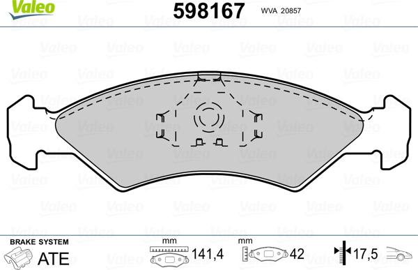 Valeo 598167 - Тормозные колодки, дисковые, комплект avtokuzovplus.com.ua