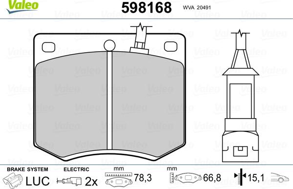 Valeo 598168 - Тормозные колодки, дисковые, комплект autodnr.net