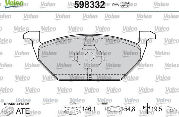 Valeo 598332 - Тормозные колодки, дисковые, комплект avtokuzovplus.com.ua