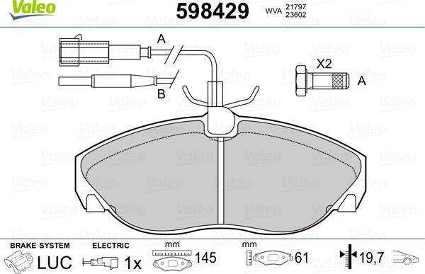 Valeo 598429 - Тормозные колодки, дисковые, комплект avtokuzovplus.com.ua