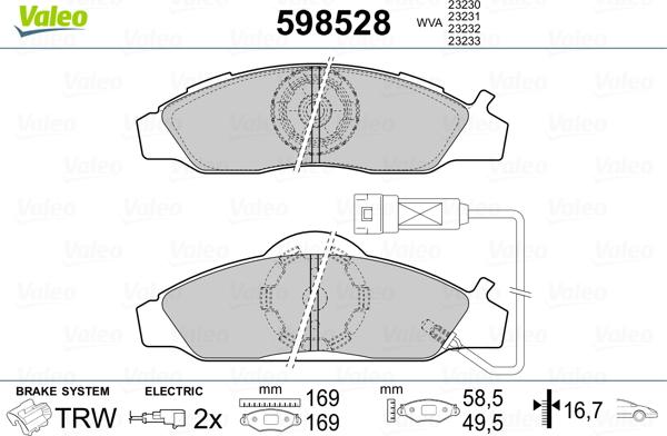 Valeo 598528 - Тормозные колодки, дисковые, комплект avtokuzovplus.com.ua