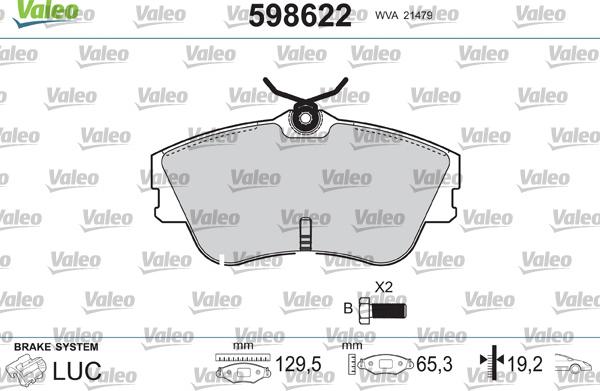 Valeo 598622 - Тормозные колодки, дисковые, комплект autodnr.net