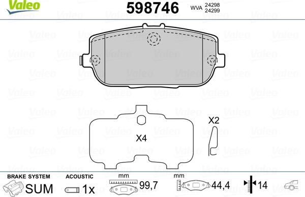 Valeo 598746 - Тормозные колодки, дисковые, комплект avtokuzovplus.com.ua