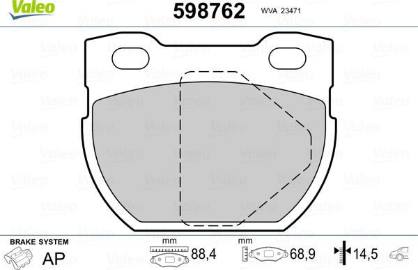 Valeo 598762 - Тормозные колодки, дисковые, комплект avtokuzovplus.com.ua