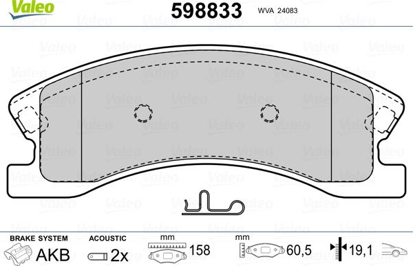 Valeo 598833 - Тормозные колодки, дисковые, комплект avtokuzovplus.com.ua