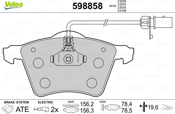 Valeo 598858 - Тормозные колодки, дисковые, комплект avtokuzovplus.com.ua