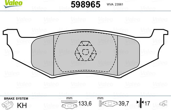 Valeo 598965 - Тормозные колодки, дисковые, комплект autodnr.net